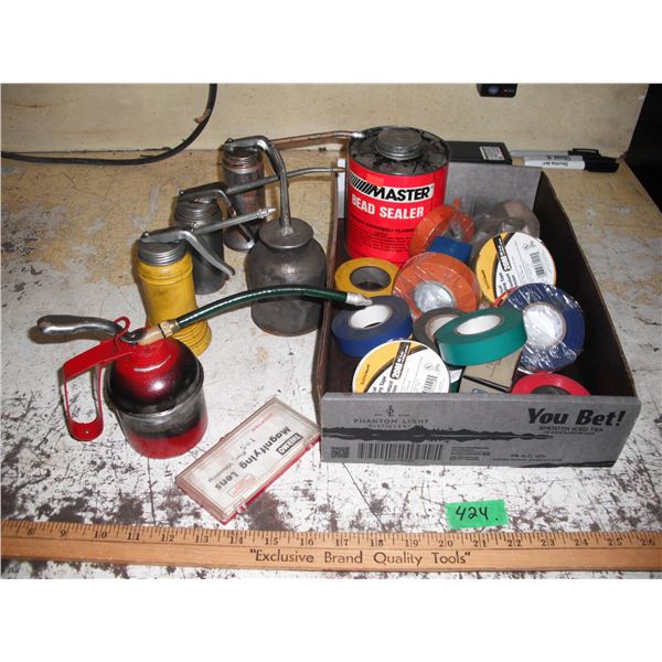 electrical tapes, handy oilers, bead sealer
