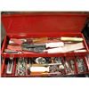 Image 2 : large tool box with assorted tools - wrenches, hammers, wire strippers, screws, etc.