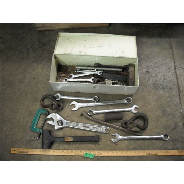 tool box with wrenches, mallet, etc.