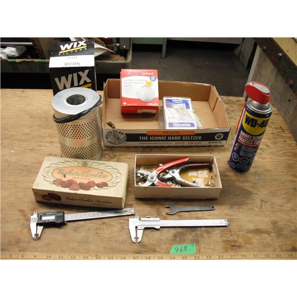 micrometers, filters, snap button kit, etc.