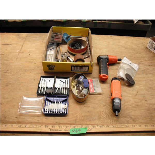 drill bits, dremel bits, B&D cordless screwdrivers, precision screwdrivers, carbide bits, small cut-