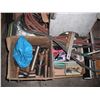 Image 6 : pallet lot - ammo cases, large grinding wheel, air hoses, rotary tool, etc.