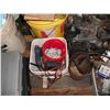 Image 7 : pallet lot - Webster typewriter, steel pieces, engine parts, Castrol oil pail, screws, etc.
