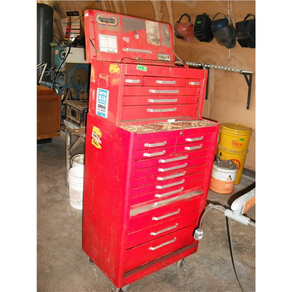2pc tool chest with large assortement of tools - pliers, punches, chisels, etc.