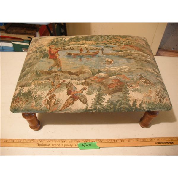 vintage stool w/ fisherman