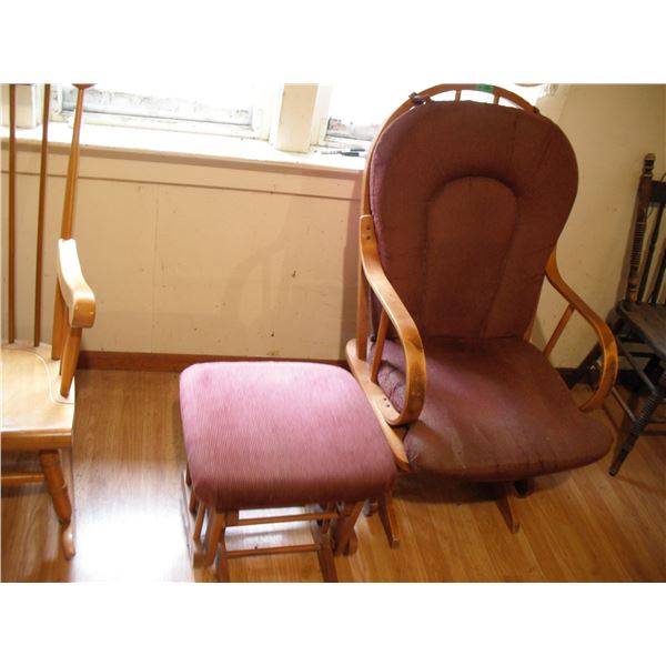 vintage rocking chair and foot rest