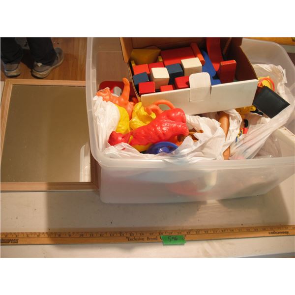 assorted toys and mirror