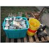 Image 1 : pallet of bottles, jars, skates, croquet set, etc.