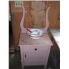 Image 1 : side table with mirror bow and enamelware