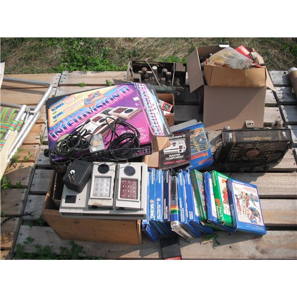 pallet lot - Intellivision system with games, crosley radio, fuses, etc.