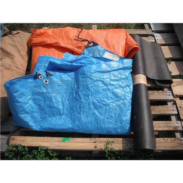 2 tarps and roll of building paper