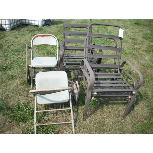 lot of folding chairs and patio chairs