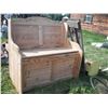 Image 1 : wooden storage bench with wooden décor items
