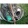 Image 4 : galvanized pail with décor items and rebar brackets