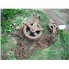 Image 2 : vintage steel pulley and crosscut saw