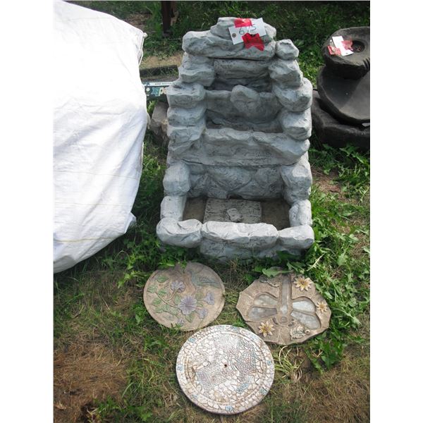 garden fountain (no pump) and stepping stones