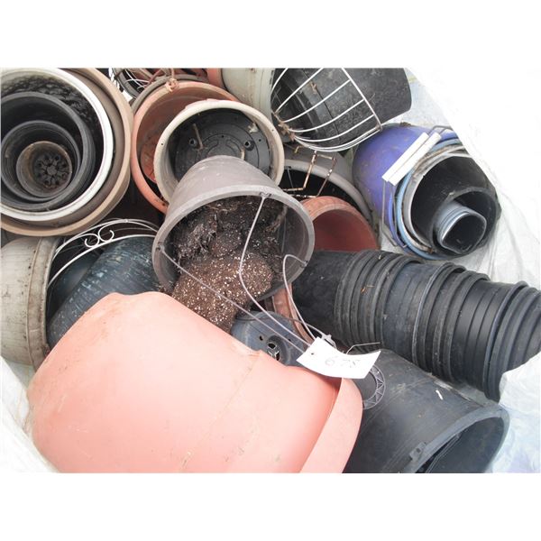 large lot of plant pots in grain bag