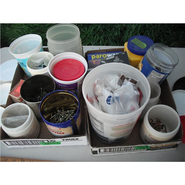 assorted screws, nails, hardware, etc.