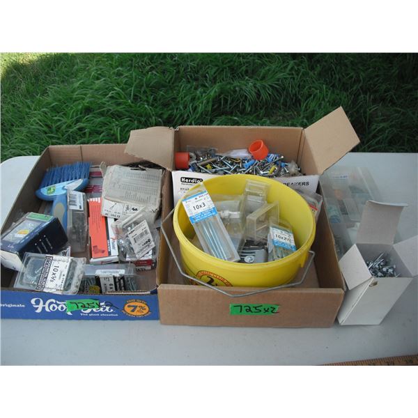 assorted screws, hinges, hardware, etc.