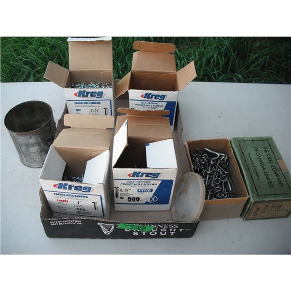assorted screws, hooks, etc