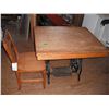 Image 1 : table with sewing machine cast base and chair