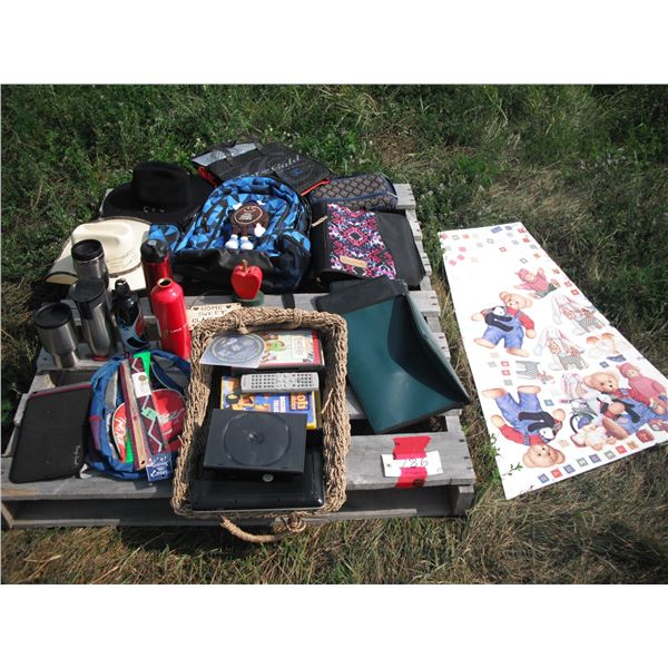pallet lot - dvds, cowboy hats, water bottle, etc.