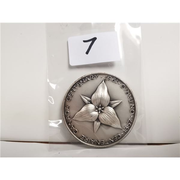 Ontario Part Silver Centennial Medal, 60g