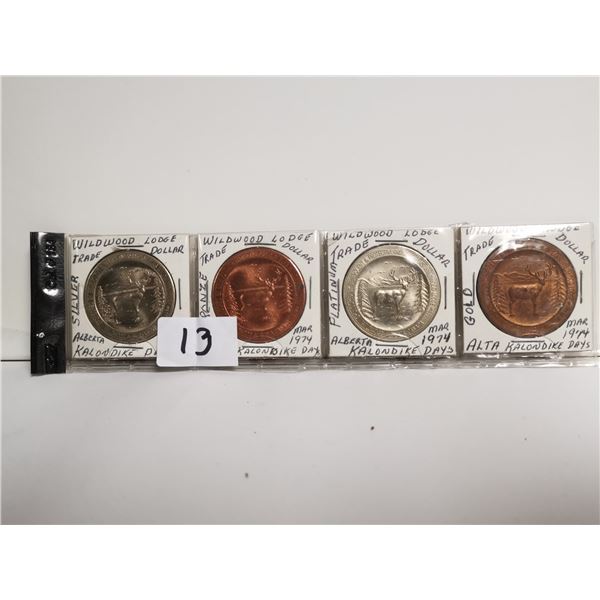 Set of 4 Wildwood Trade Dollars, Klondike Days