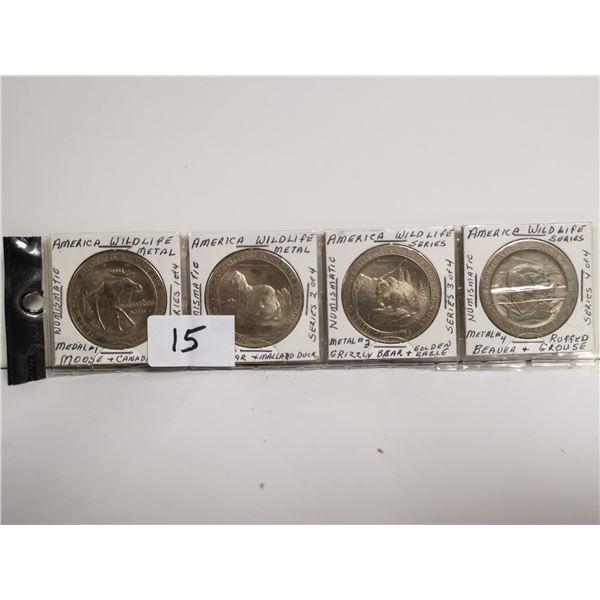 Large Wildlife Series Medals, Set of 4