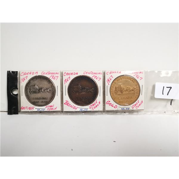 1967 Canada Confederation Medals, Set of 3