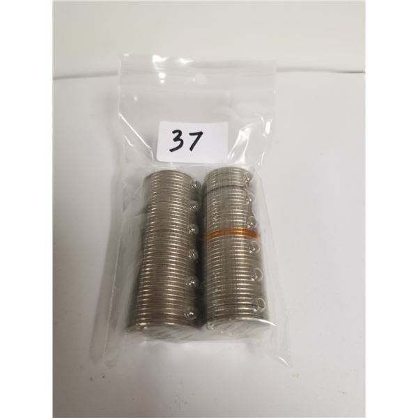 Two Full Rolls of 1973 RCMP 25 cents