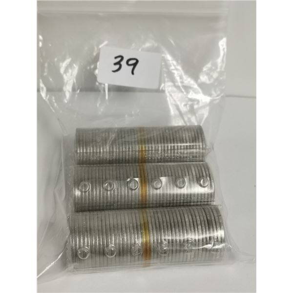 Three Full Rolls of 1973 RCMP 25 cents