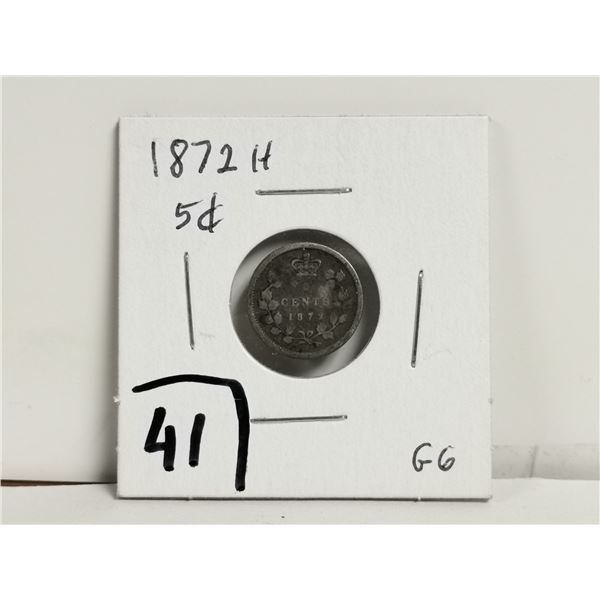 1872H Silver 5 cent Coin