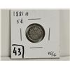 Image 1 : 1881H Silver 5 cent Coin