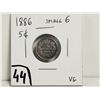 Image 1 : 1886 Small 6 Silver 5 cent Coin