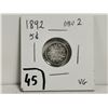 Image 1 : 1892 Obv 2 Silver 5 cent Coin
