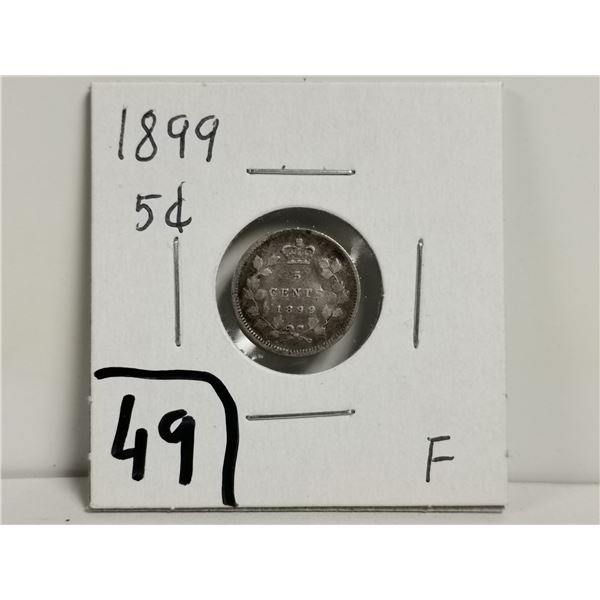 1899 Silver 5 cent coin