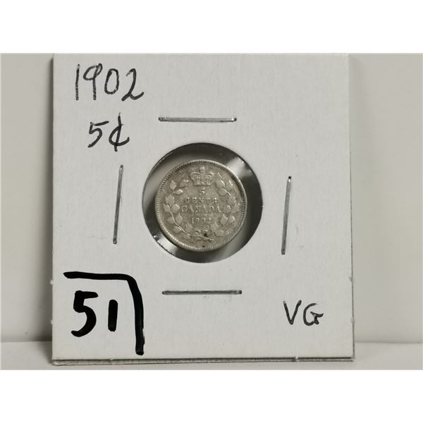 1902 Silver 5 cent