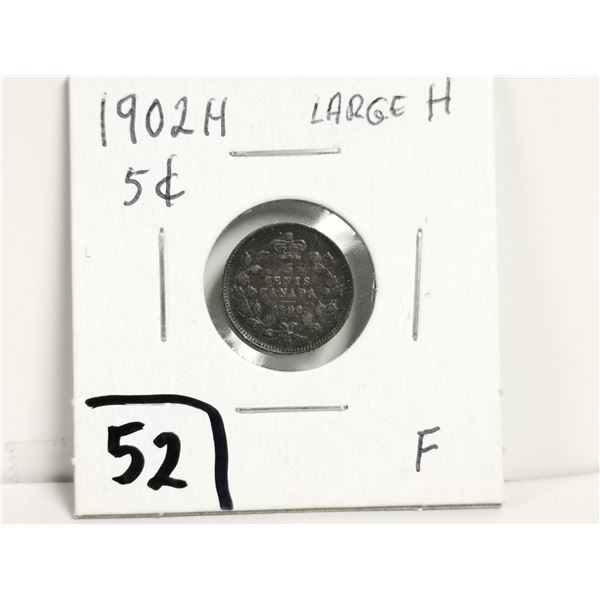 1902H Large H Silver 5 cent