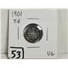 Image 1 : 1901 Silver 5 cent coin