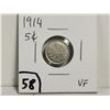 Image 1 : 1914 VF Silver 5 cent coin