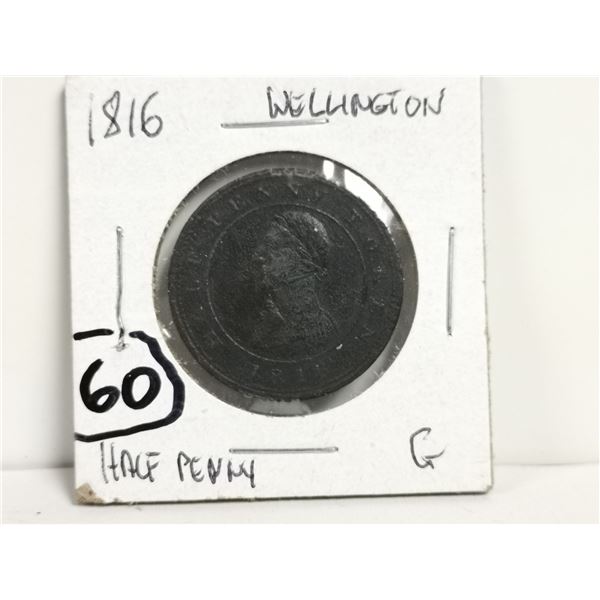 1816 Wellington Half Penny Token