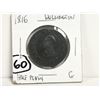 Image 1 : 1816 Wellington Half Penny Token
