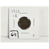 Image 1 : 1922 Canadian 1 cent coin, F