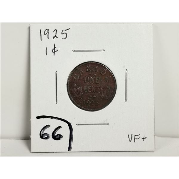 1925 VF+ 1 cent coin