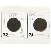 Image 1 : Two 1859 1 Cent Coins