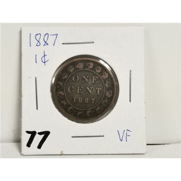 1887 VF 1 cent coin