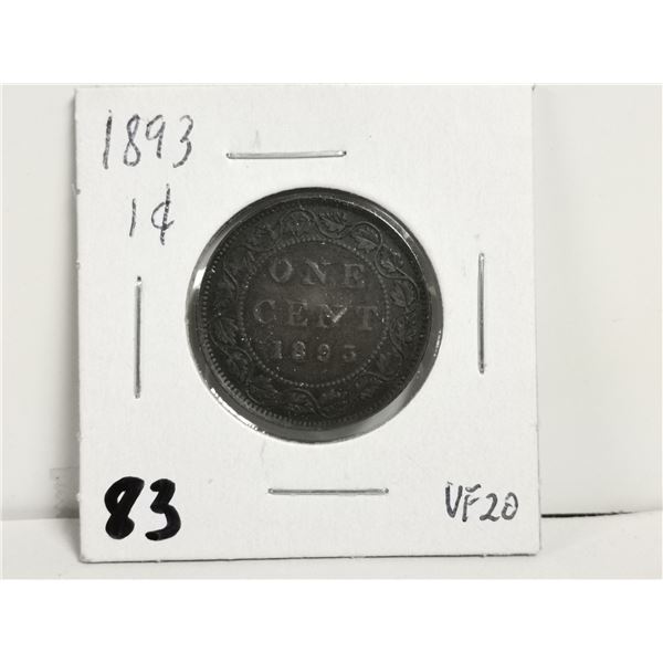 1893 VF20 1 cent coin