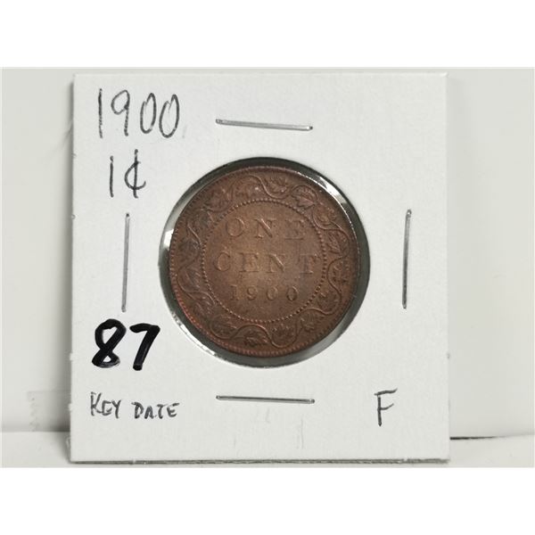 1900 Key Date 1 Cent Coin, F