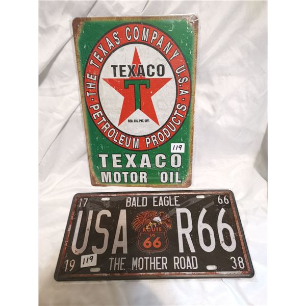Texaco Sign and Route 66 License Plate